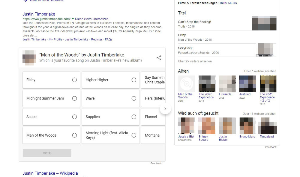 Google: Umfrage in neuem Featured Snippet