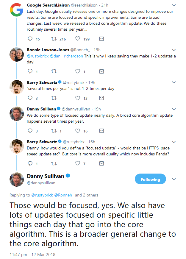 Google erklärt den Unterschied zwischen großen und kleinen Updates