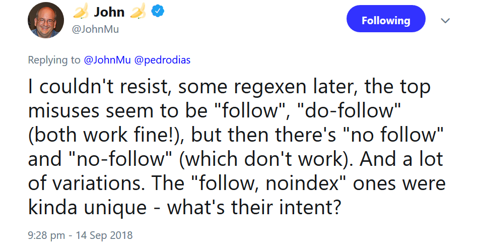 Google: 'do-follow' und 'follow' funktionieren, 'no-follow' aber nicht