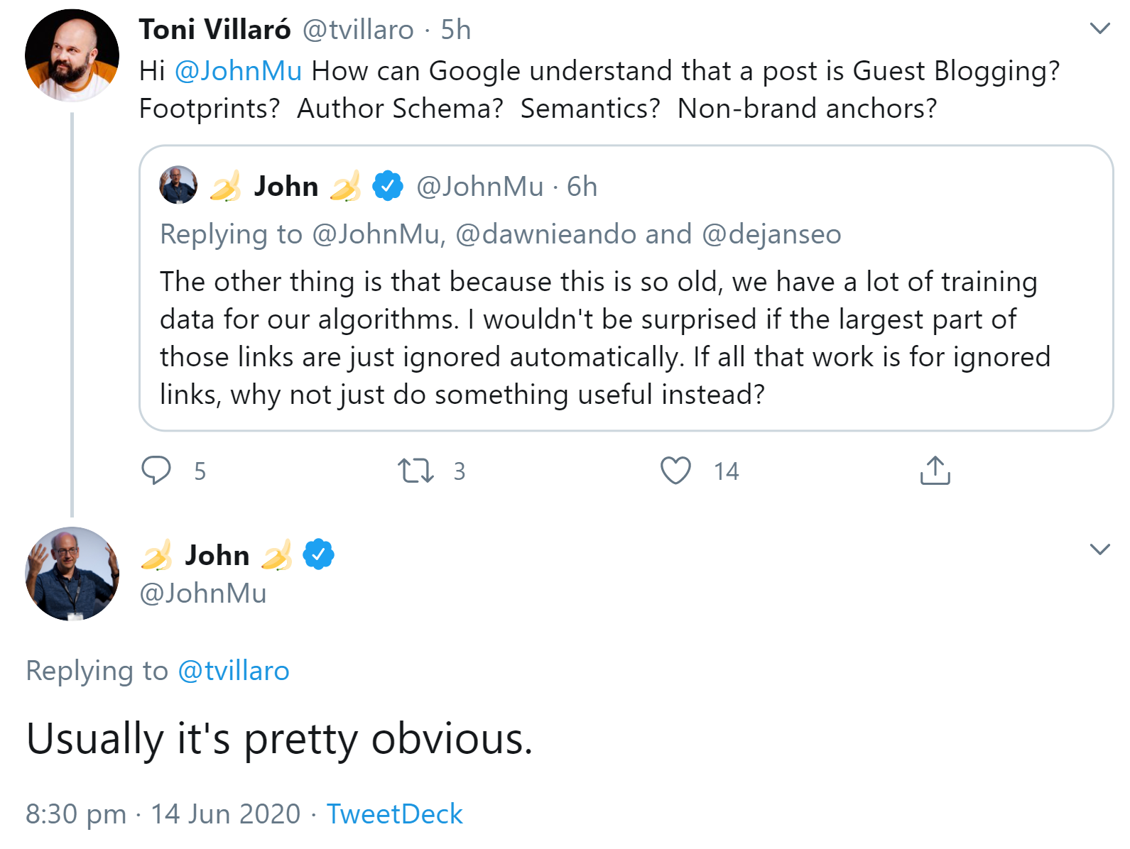 Google: Gastbeiträge sind normalerweise leicht zu erkennen