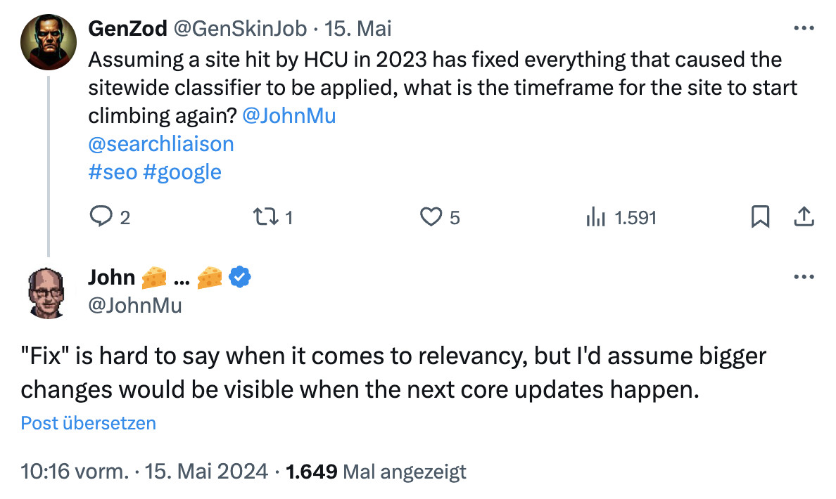 Google: Umfassende Verbesserungen nach dem Helpful Content Update können sich mit den nächsten Core Updates auswirken
