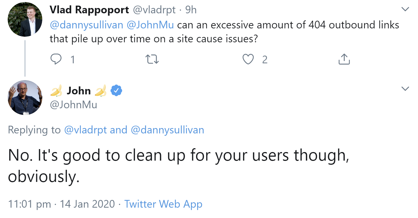 Google: große Anzahl ausgehender 404-Links kein Problem