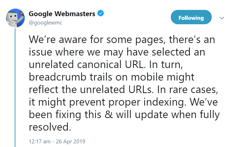 Google hat falsche Canonical-URLs für manche URLs ausgewählt