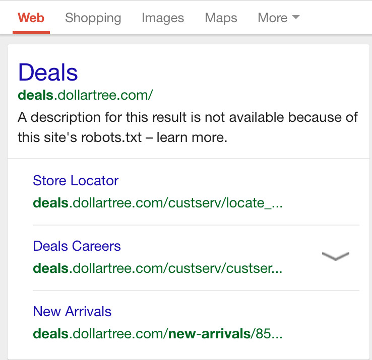 Google: Hinweis wegen Sperrung per robots.txt