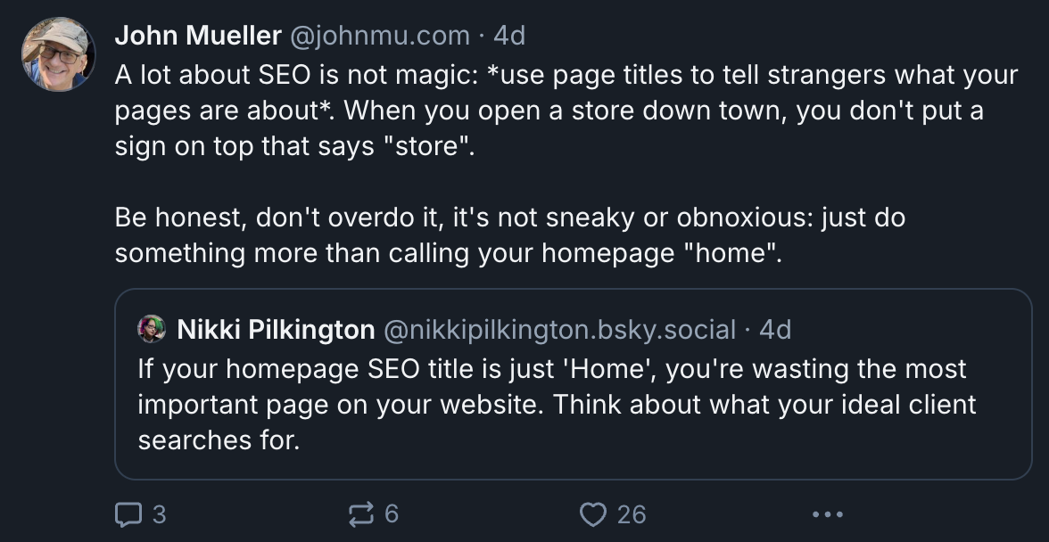 Google: Homepage nicht einfach 'Home' nennen