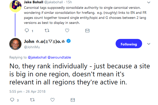 Google: Hreflang sorgt nicht für die Übertragung von Rankingsignalen