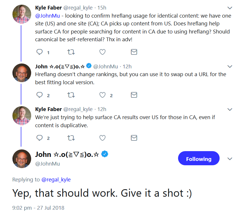 Google: Hreflang kann auch bei identischen Inhalten gesetzt werden