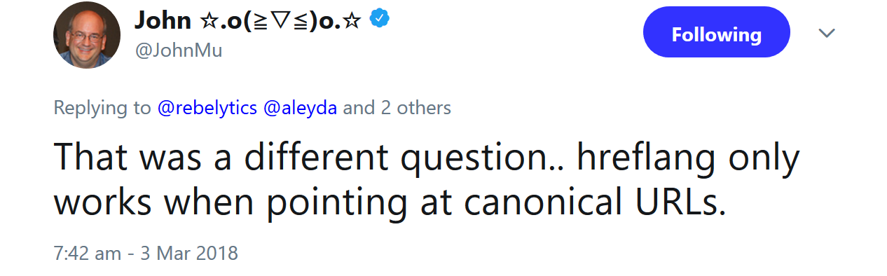 Google: Hreflangs funktionieren nur, wenn sie auf Canonical-URLs zeigen