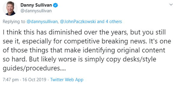 Google: identifizieren von Original-Inhalten schwierig