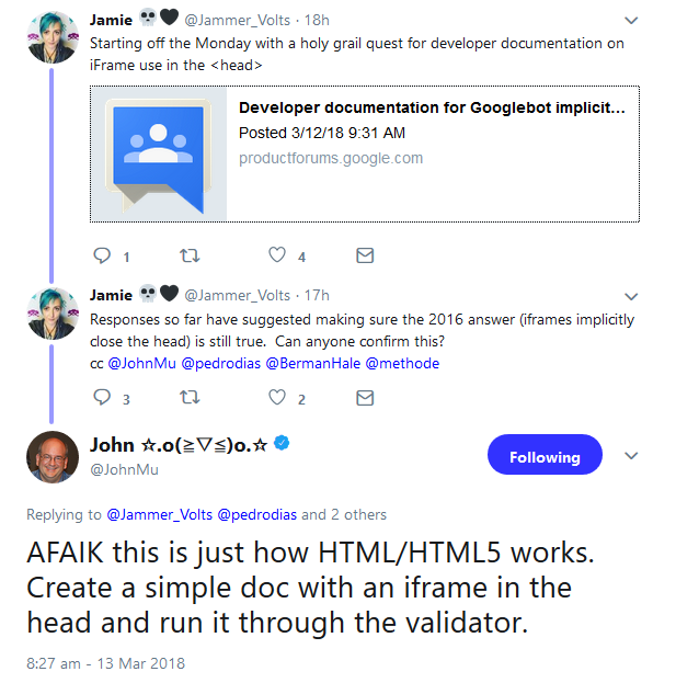 Google: iFrame im Head ein Problem?