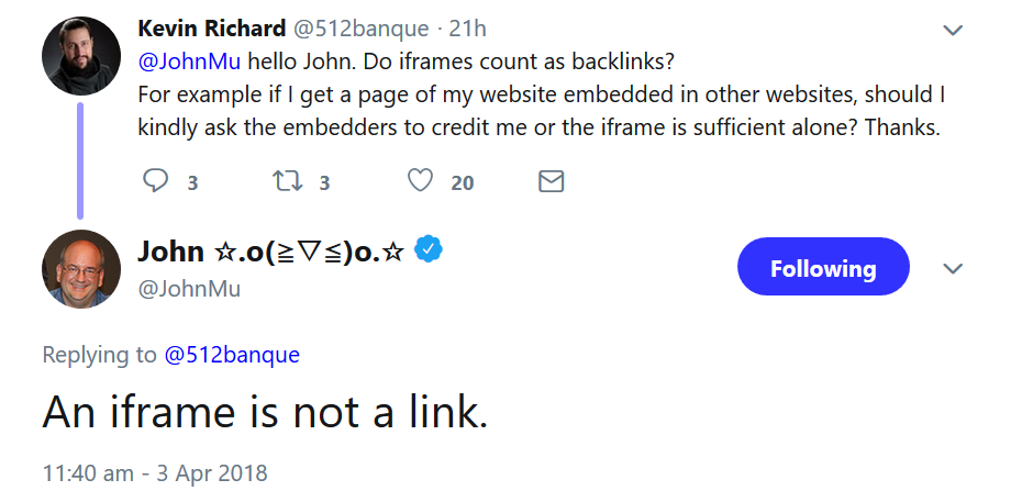 Google: iFrames sind keine Links