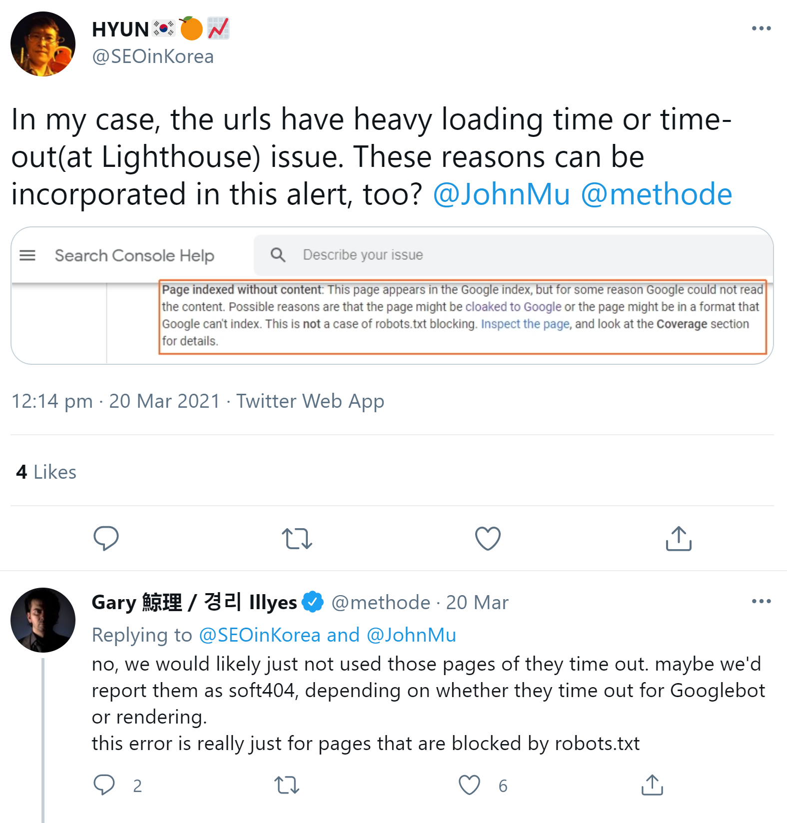 Google: Indexierung ohne Inhalte nicht wegen zu hoher Ladezeit