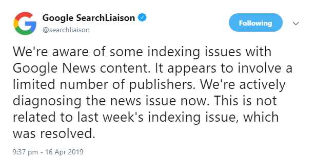 Google: Indexierungsprobleme mit News