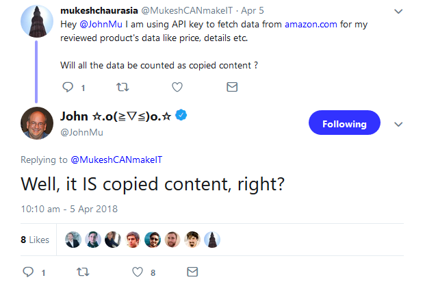 Google: Inhalte aus Feeds entsprechen Kopien