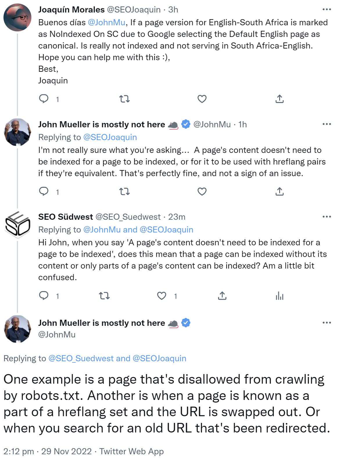 Google: Inhalte einer Seite müssen nicht indexiert sein, damit die Seite bei Hreflang in der Suche erscheinen kann