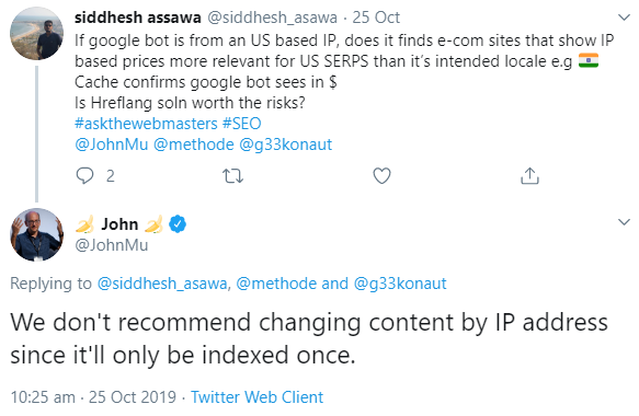 Google: Inhalte nicht auf Basis von IP-Adressen ändern