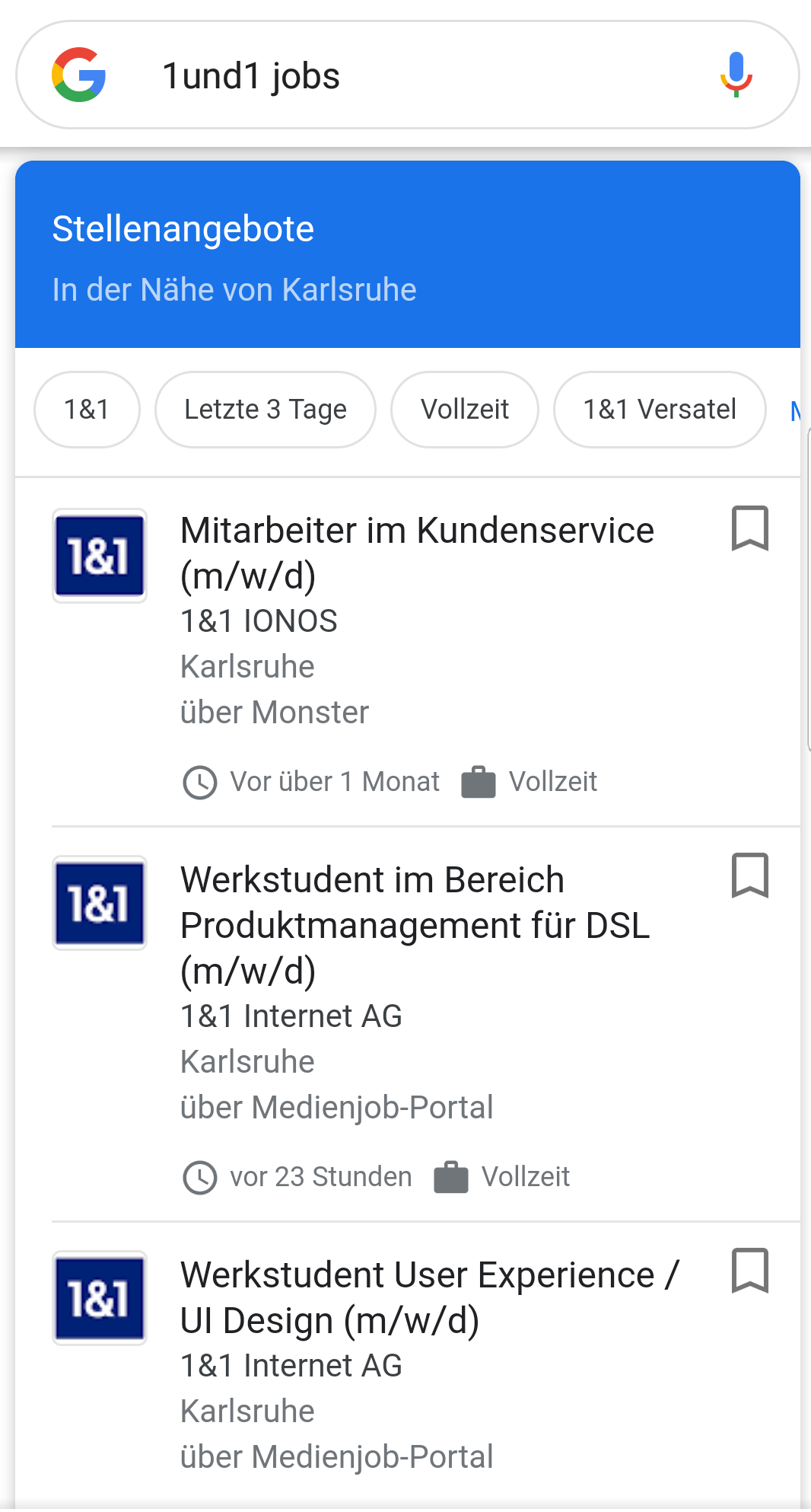 Google Jobergebnisse