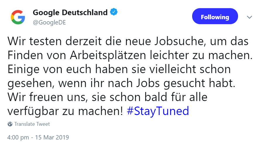 Google: Jobsuche kommt nach Deutschland