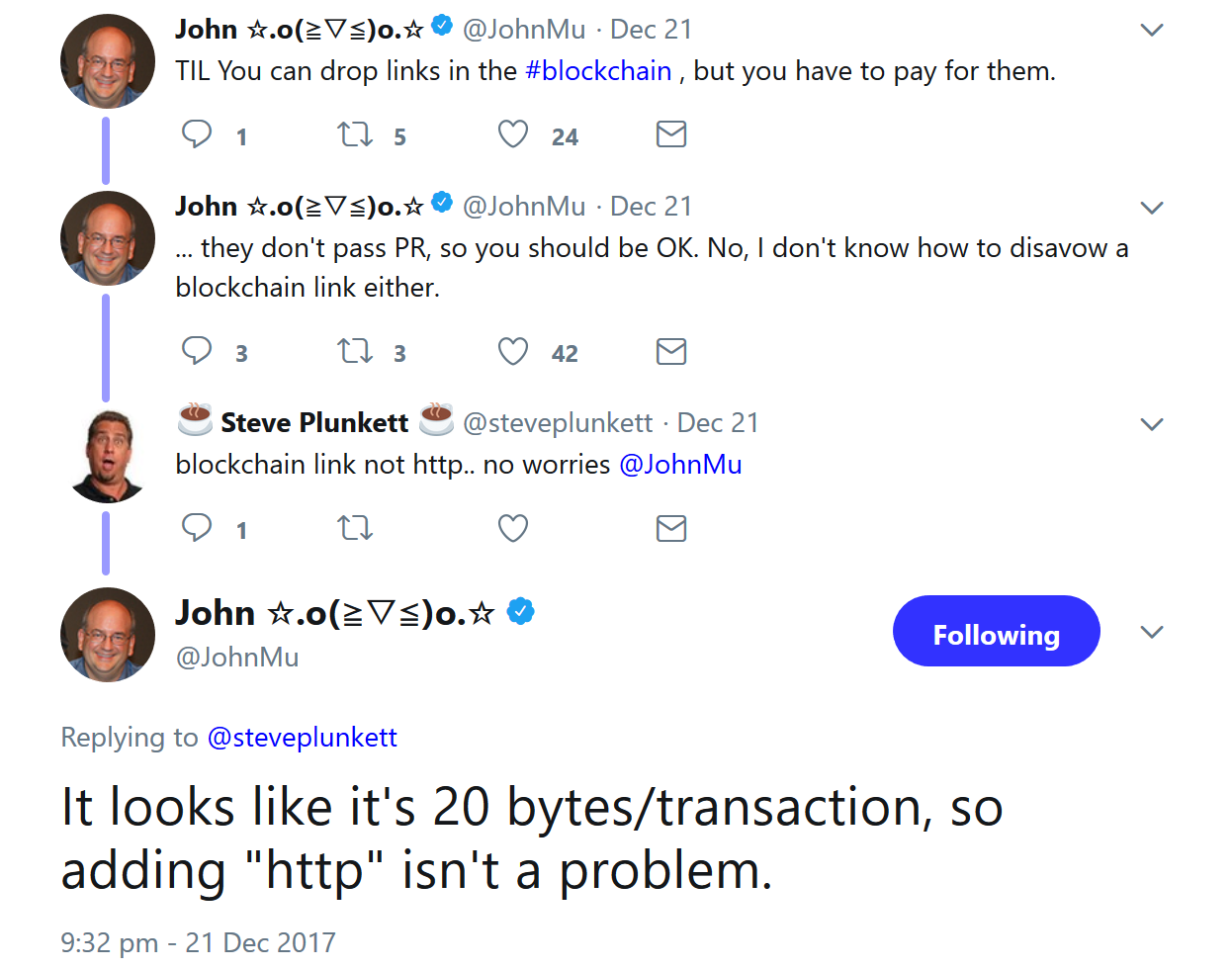 Johannes Müller zu Blockchain-URLs