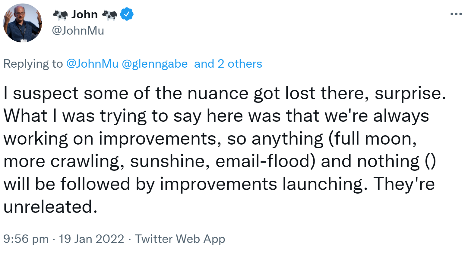 Google: Verbindung zwischen bestimmten Phänomenen und Updates sind rein zufällig