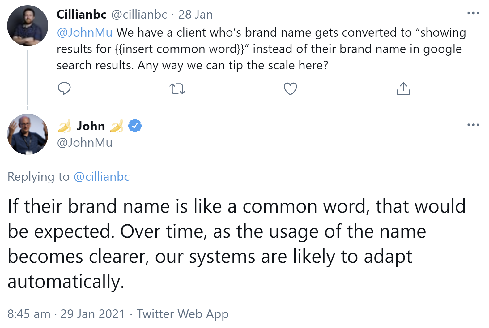 Google kann neue Markennamen zunächst misverstehen