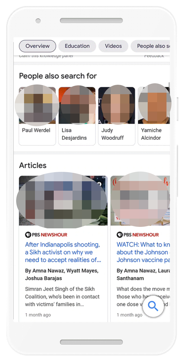 Google Karussell mit Werken einer Autorin