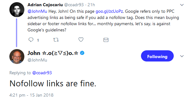 Google: Kauf von 'Nofollow'-Links ist ok