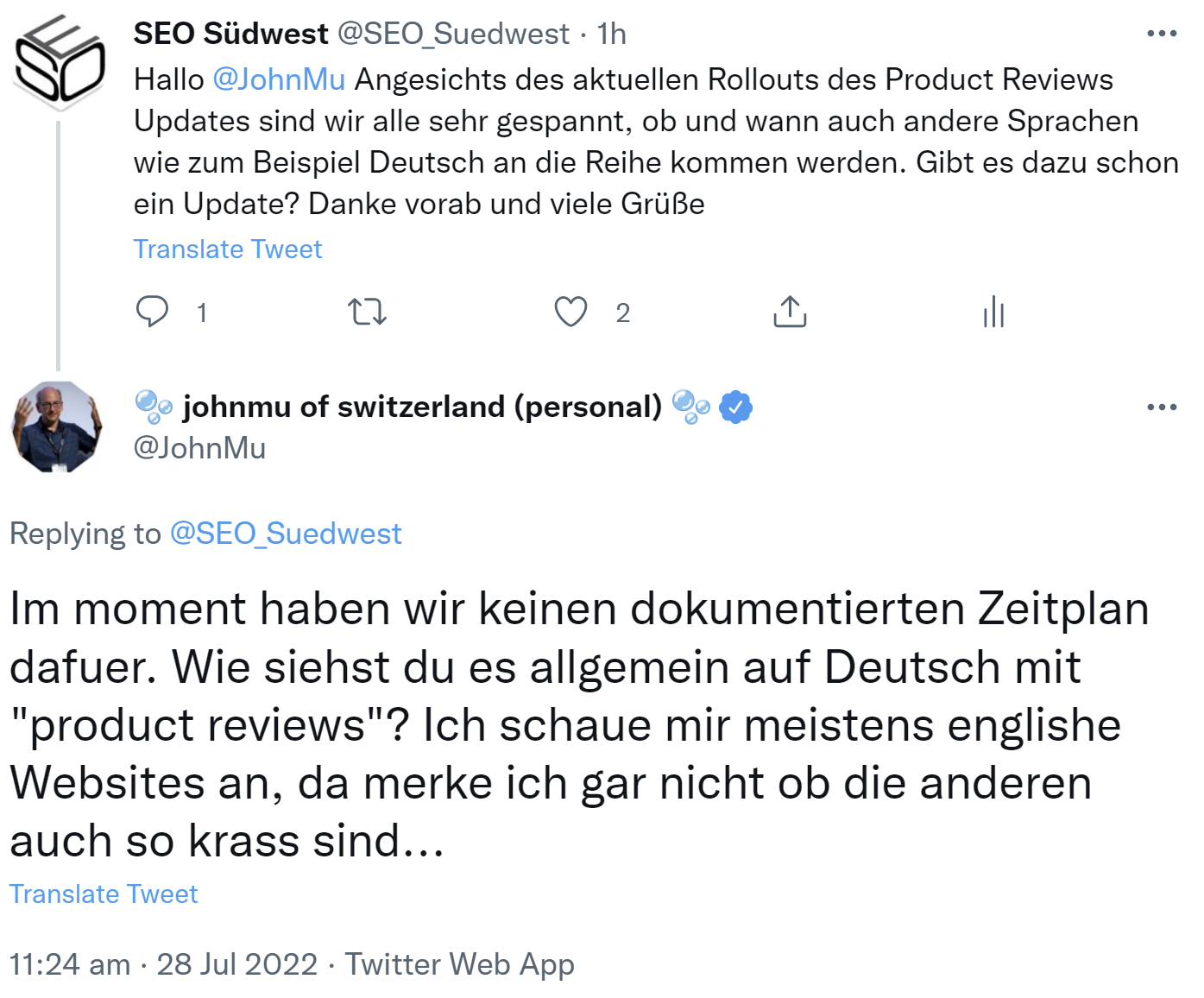 Google: noch kein dokumentierter Zeitplan, wann Product Reviews Updates für weitere Sprachen ausgerollt werden