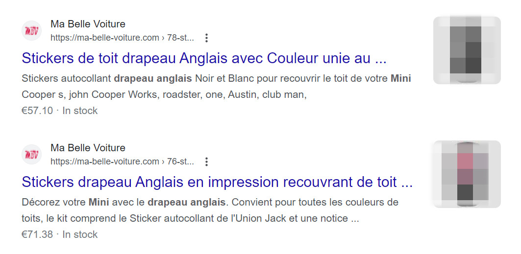 Google: kein Indented Search Result - Beispiel 2