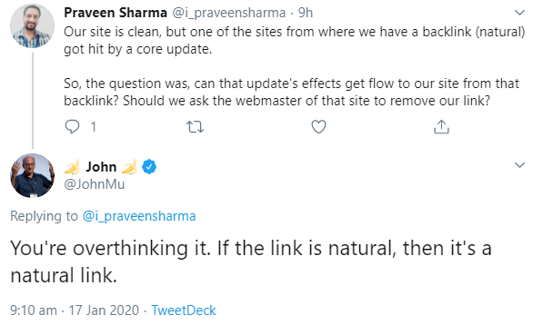 Google: kein Problem mit Links von Websites, die von Google Core-Updates betroffen sind
