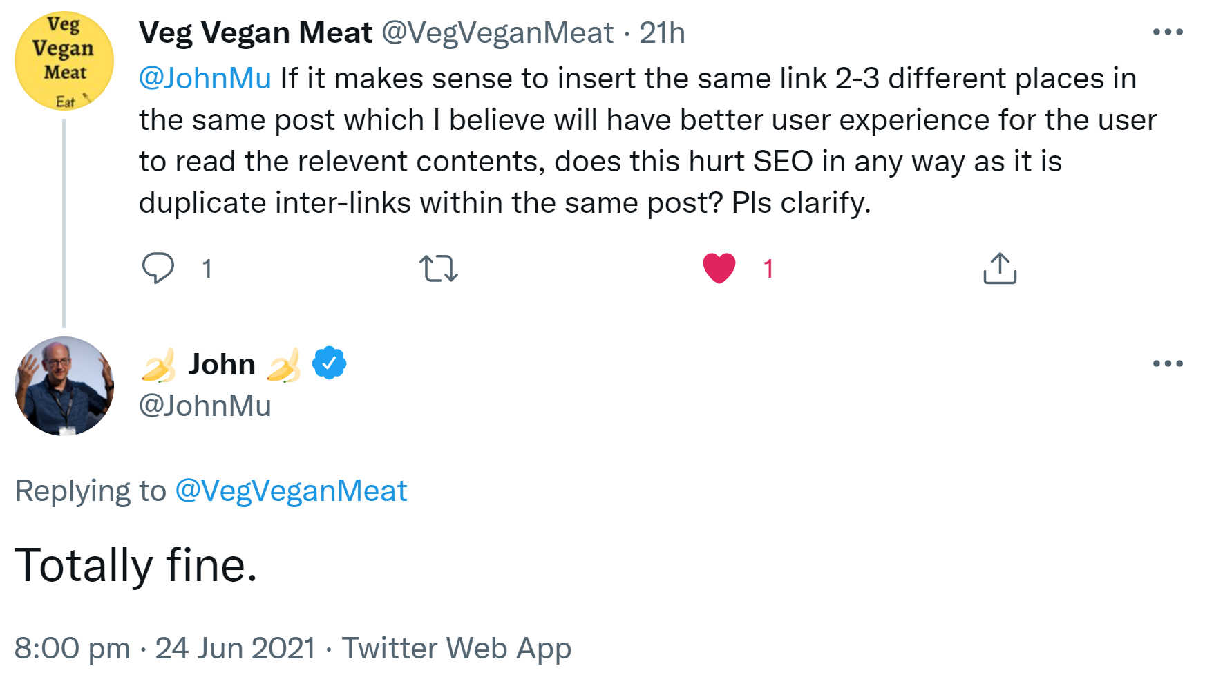 Google: kein Problem, wenn ein Link auf einer Seite mehrfach vorkommt