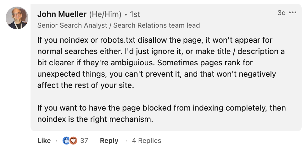 Google: Wenn Website für unerwartete Suchbegriffe in Google erscheint, beeinflusst das diese nicht negativ