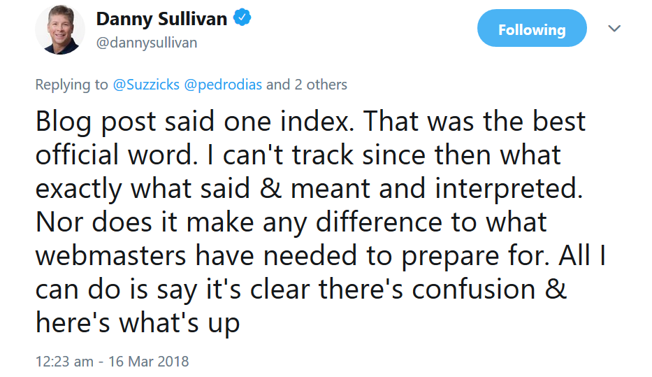 Google: Es spielt keine Rolle für die Webmaster, dass es keinen separaten "Mobile First"-Index gibt