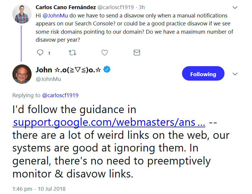 Google: kein vorbeugendes Beobachten und Abwerten von Backlinks erforderlich