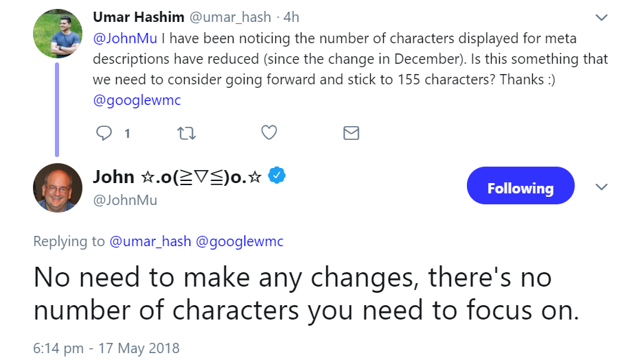 Google: keine Änderungen an Descriptions nötig