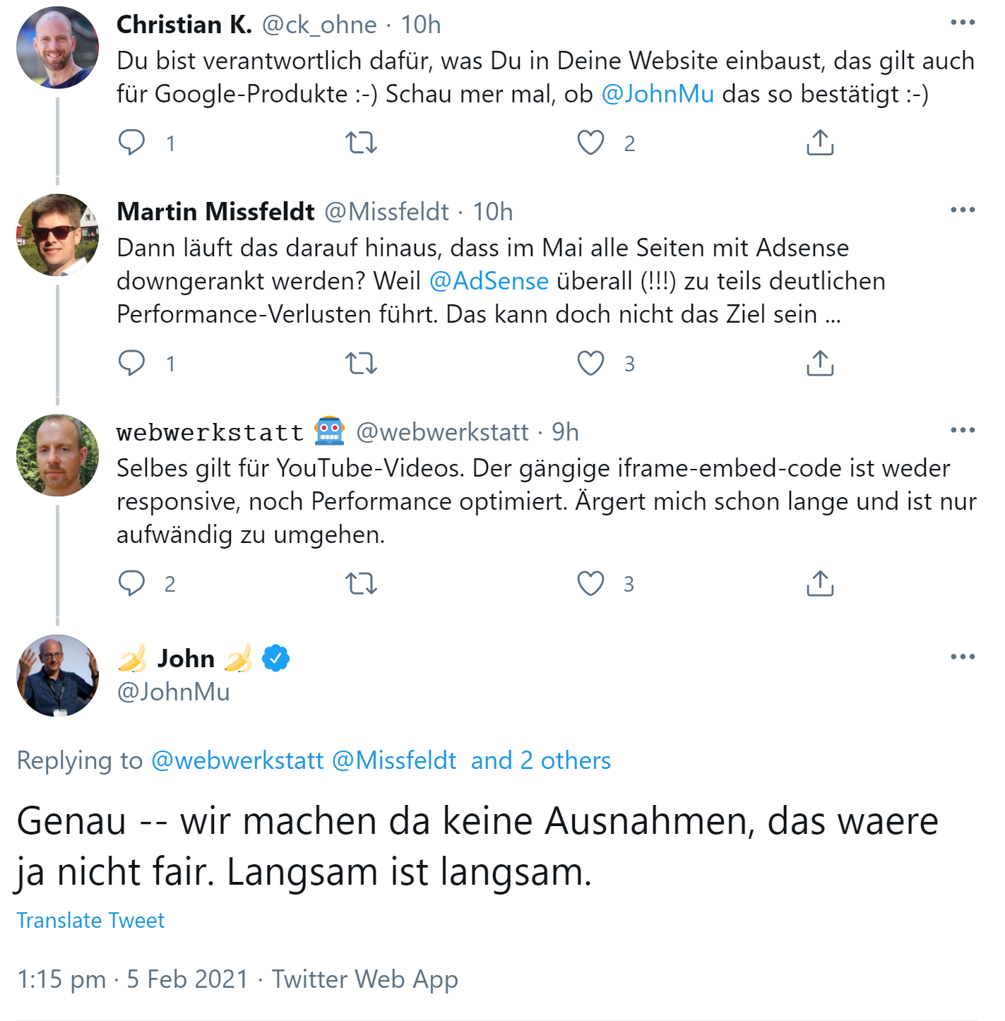 Google: keine Ausnahme bei Page Speed-Messung für Google-Produkte