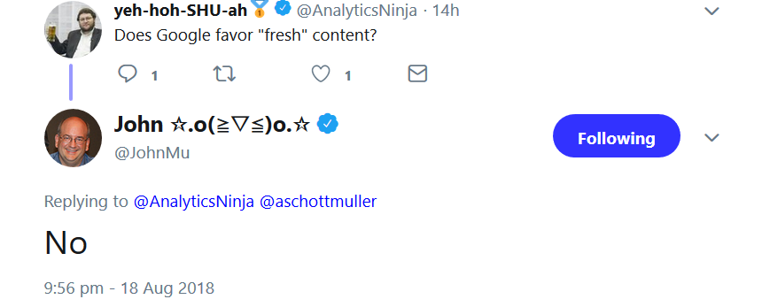 Google: keine Bevorzugung neuer Inhalte