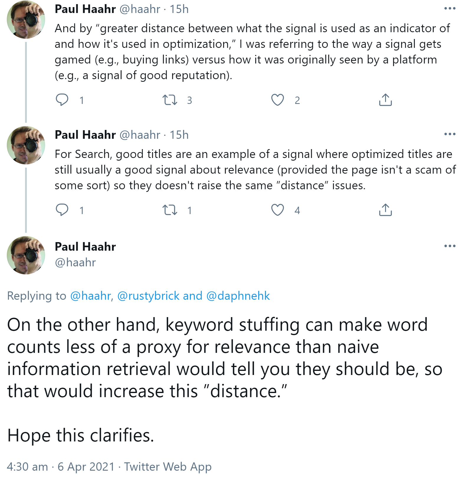 Google: Keine Distanz zwischen Indikator und Optimierung beim Title