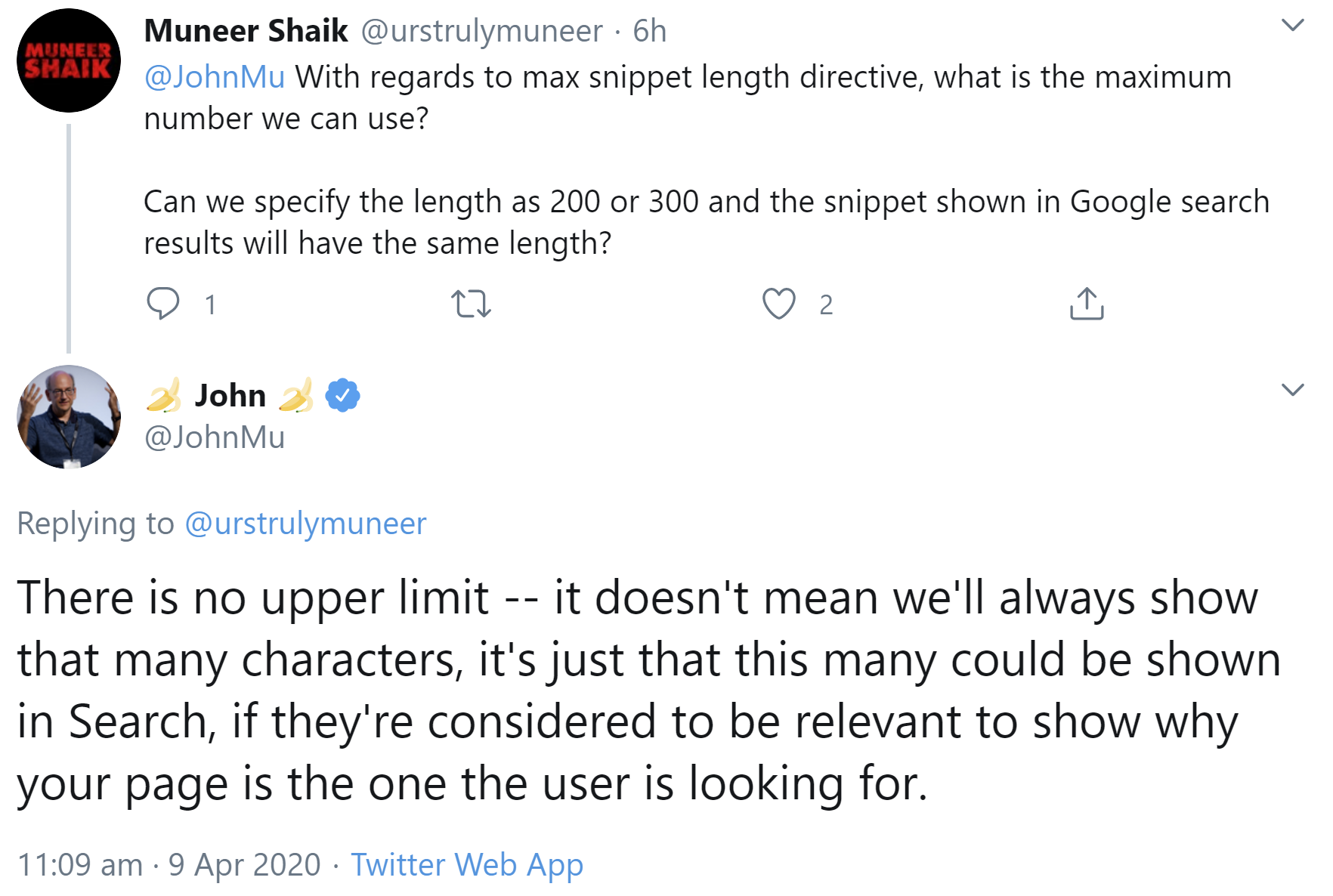 Google: Es gibt keine Obergrenze für 'Max Snippet'