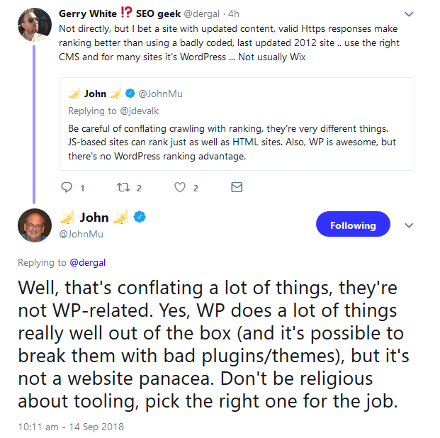 Google: kein Rankingbonus für WordPress