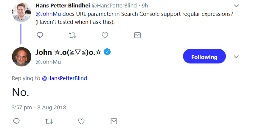 Google: keine regulären Ausdrücke im Tool für URL-Parameter unterstützt