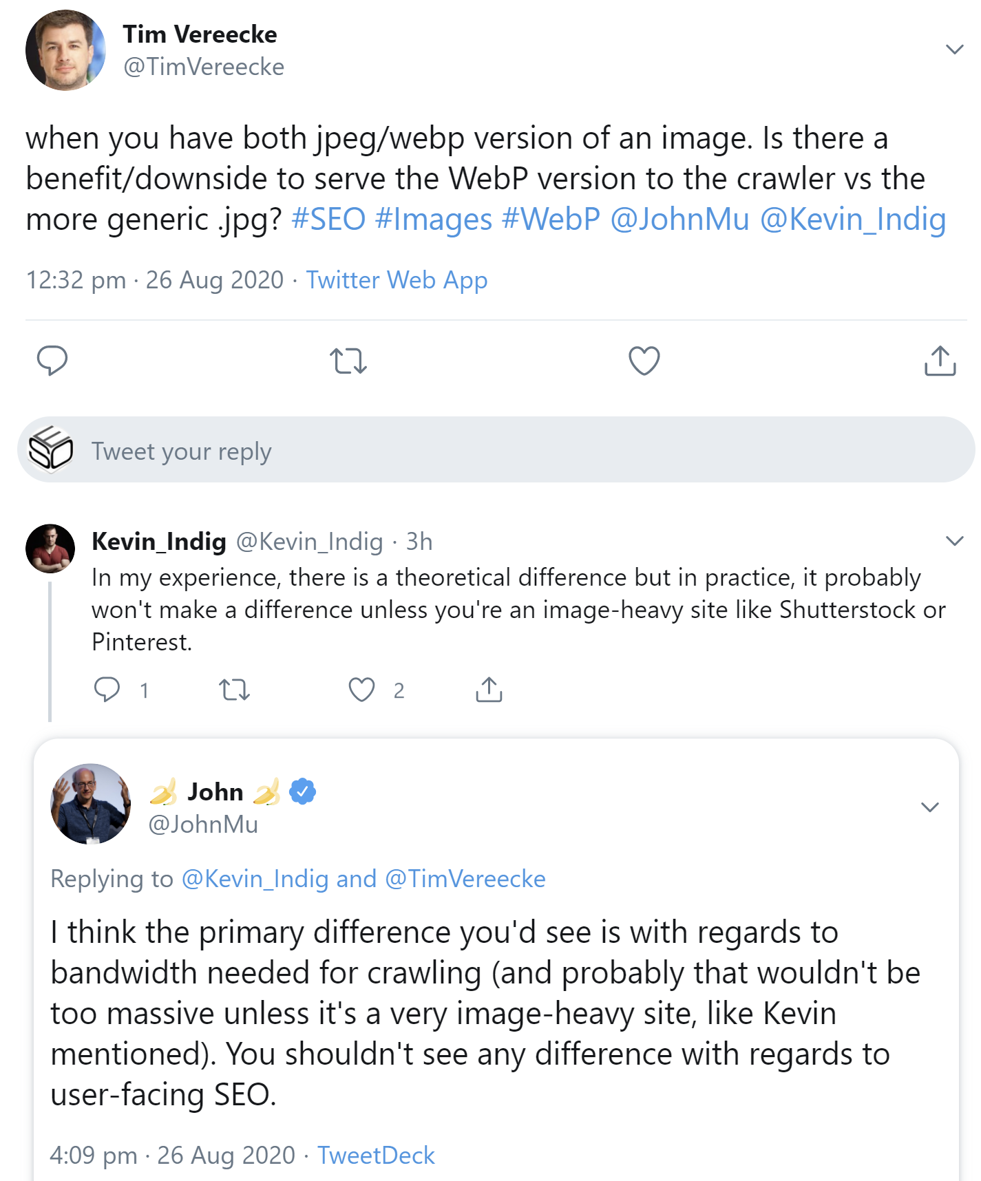 Google: keine SEO-Vorteile, wenn man WebP-Bilder für den Googlebot ausspielt