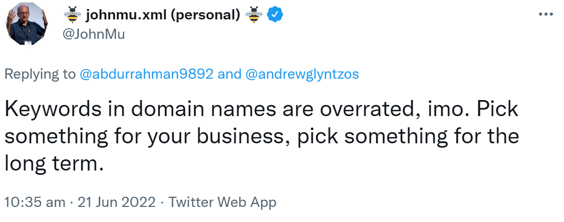 Google: 'Keywords in Domains sind überbewertet'