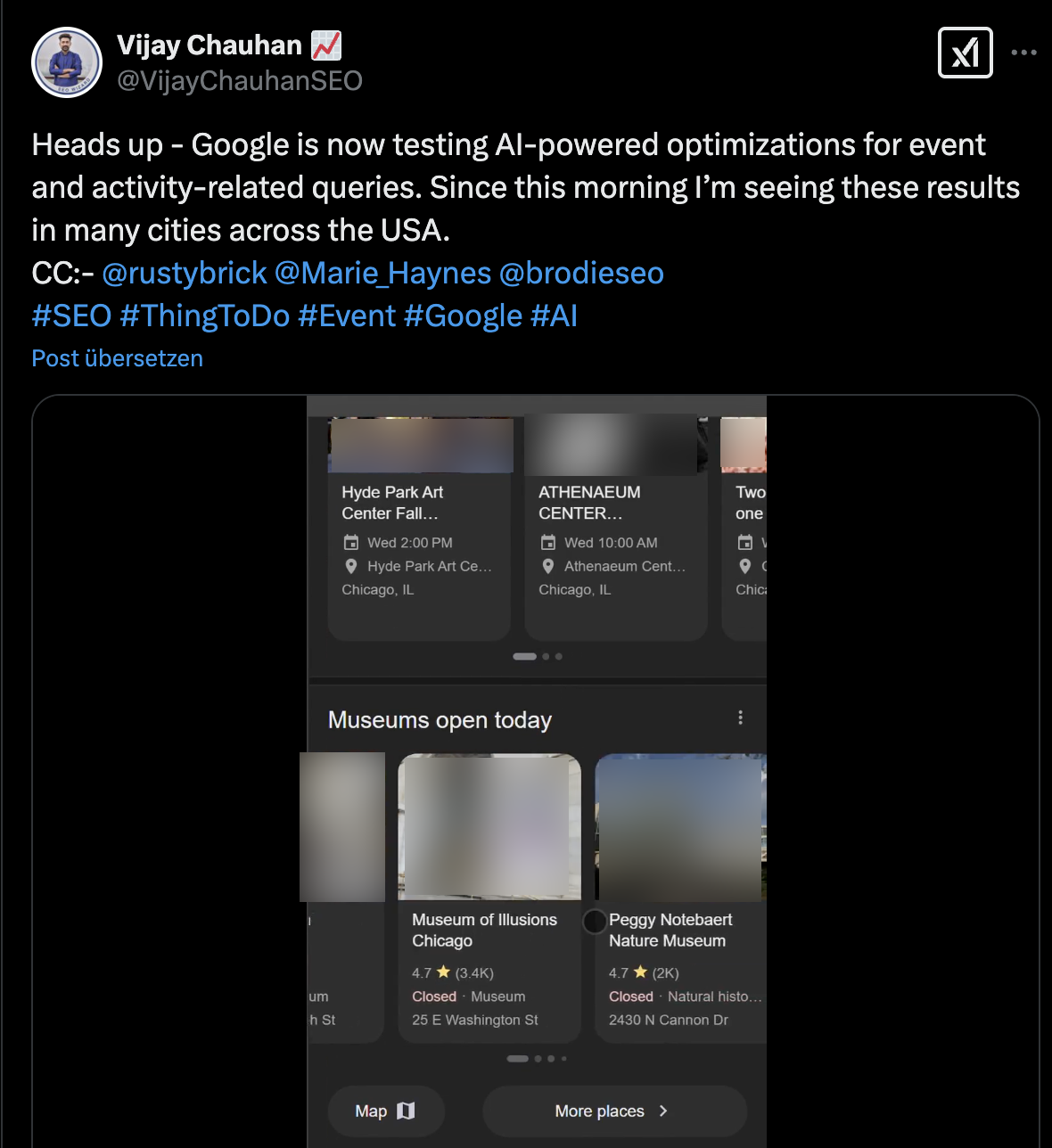 Google: per KI generierte Veranstaltungsergebnisse