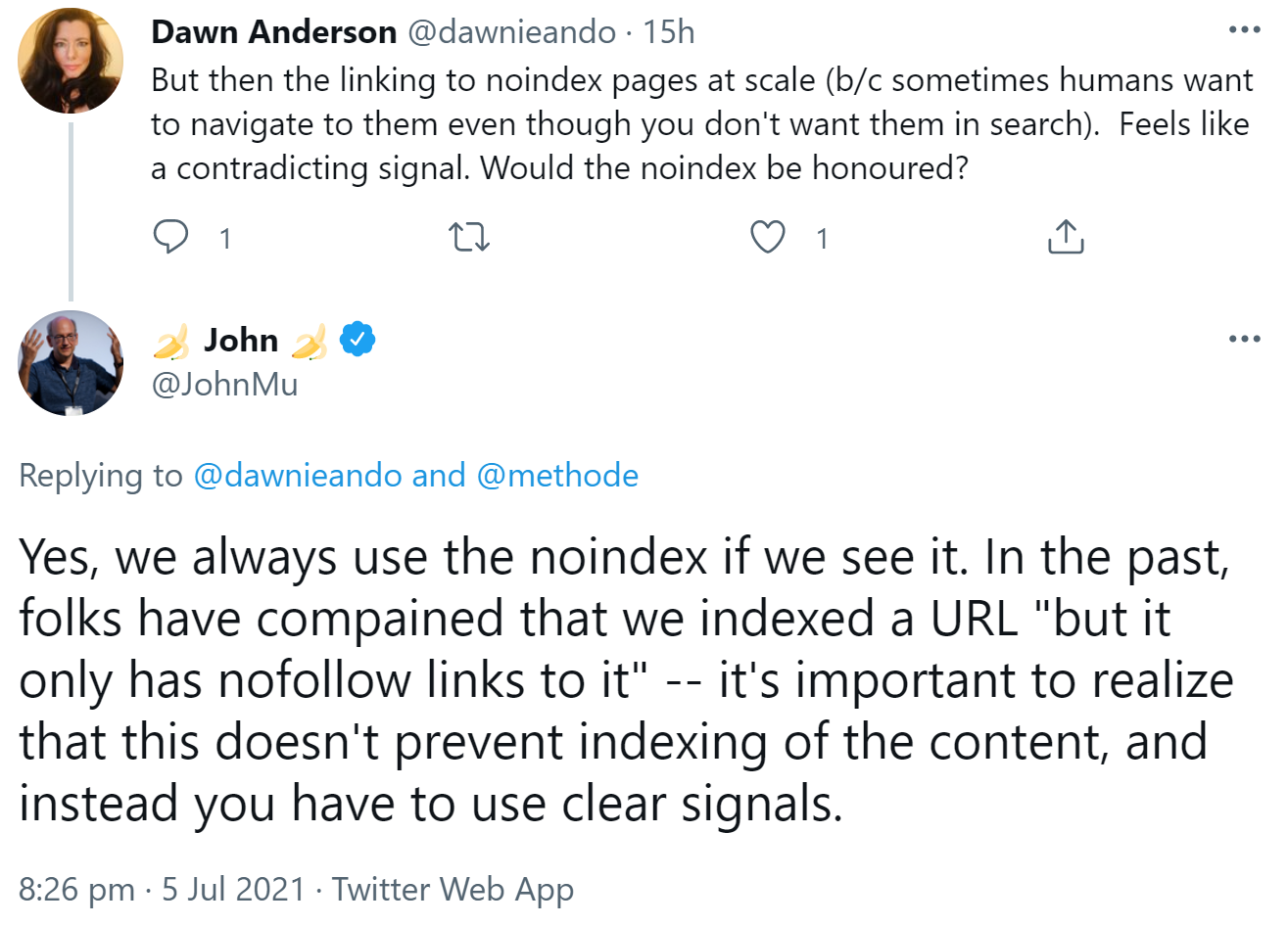 Google: auf klare Signale bei noindex und nofollow achten