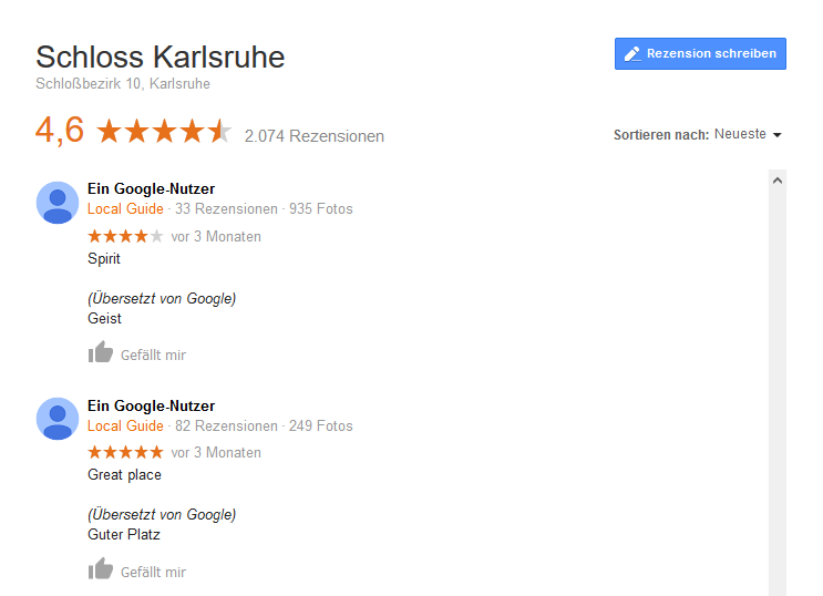 Google: anonyme Bewertungen im Knowledge Panel