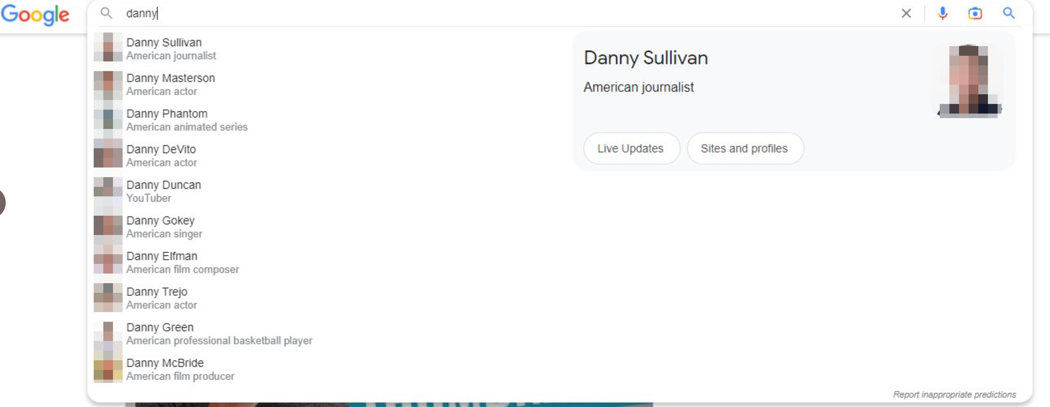 Google: Autocomplete mit Knowledge Panel