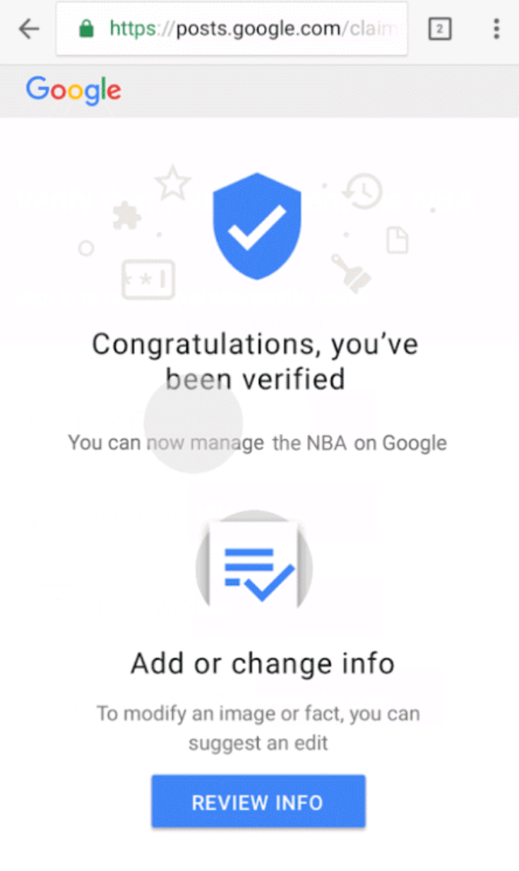 Google: Verifikation abgeschlossen