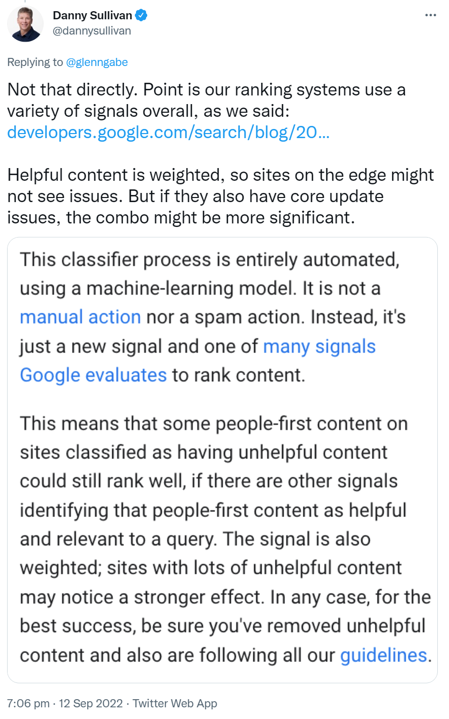 Google: Websites mit Problemen bei Helpful Content und Core Update-Signalen können deutliche Veränderungen spüren
