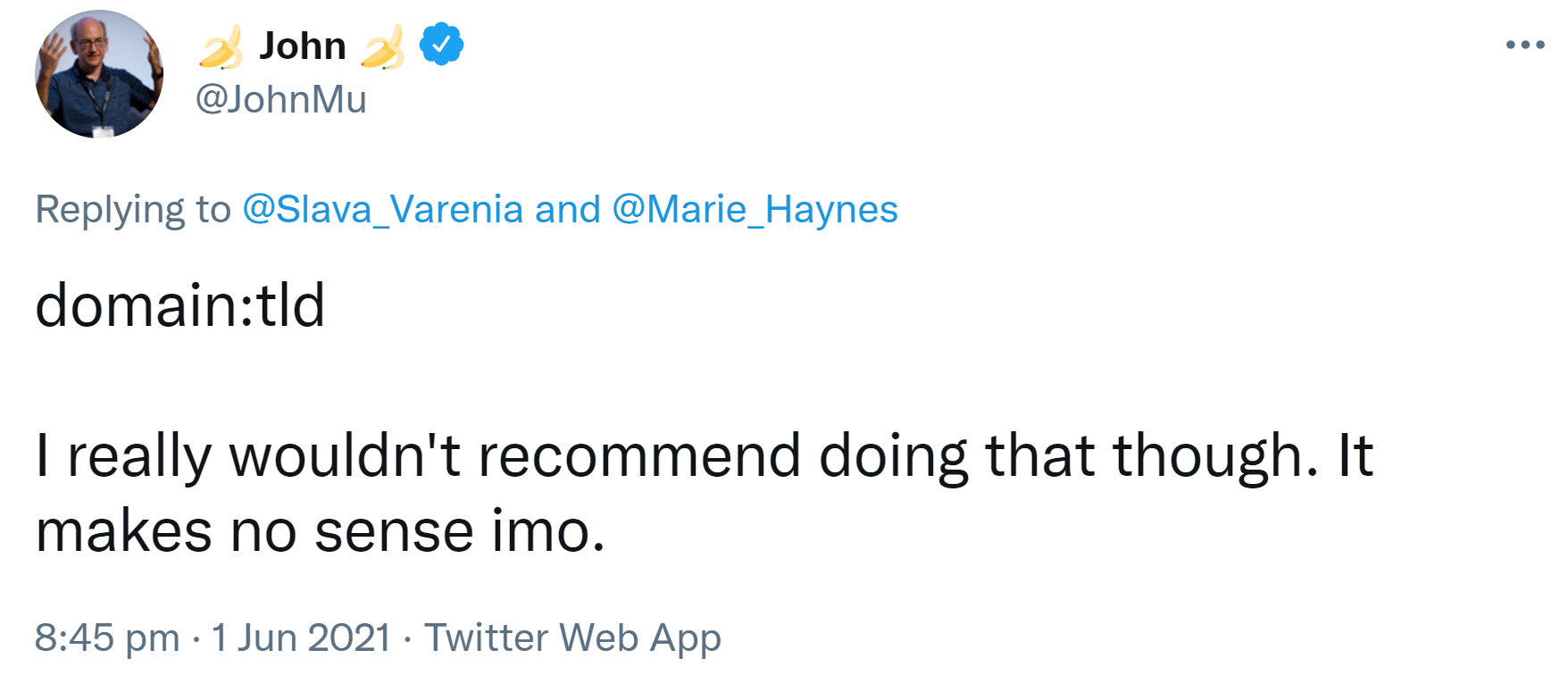 Google: Das komplette Abwerten von Top Level Domains per Disavow ergibt keinen Sinn